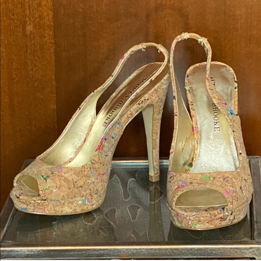 Audrey brooke colorful cork heel